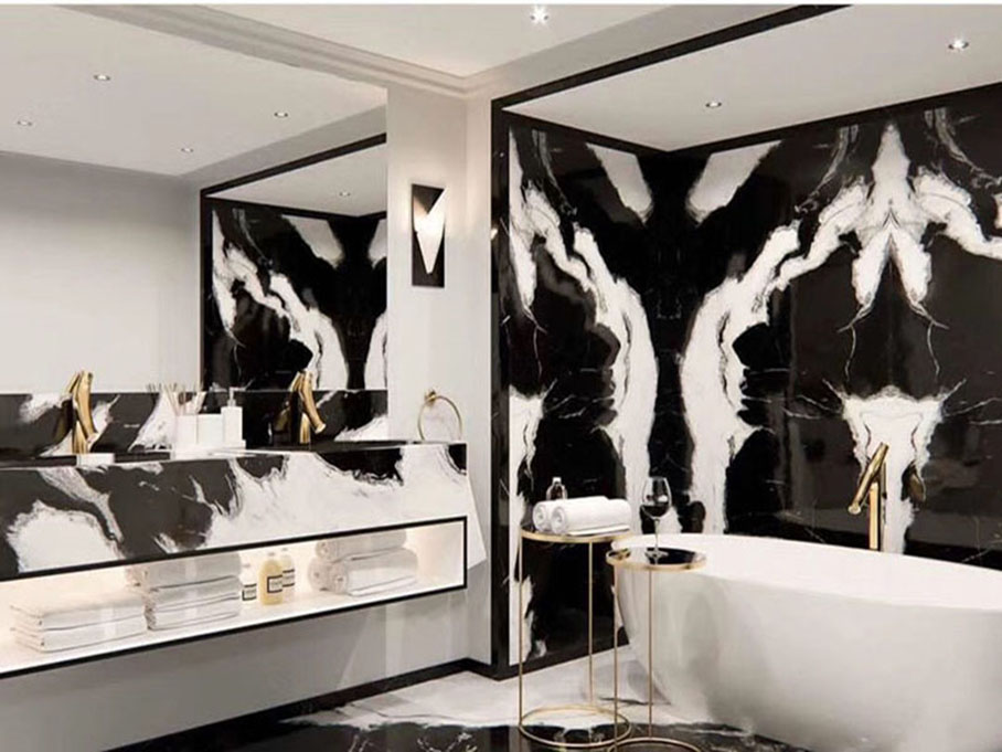 paredes de baño de mármol blanco panda