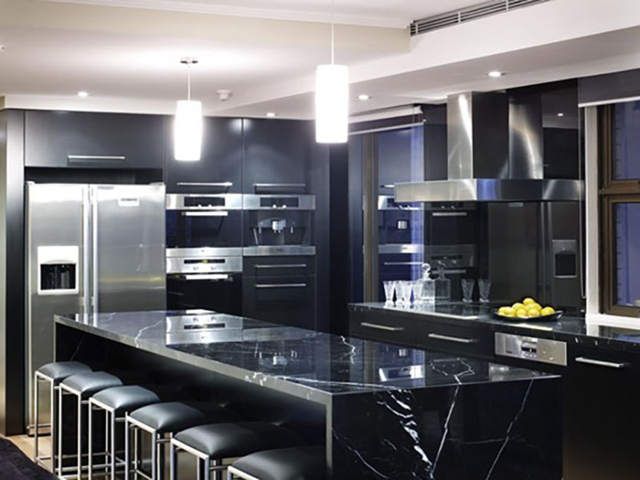 Pisos de encimeras de cocina de mármol nero marquina